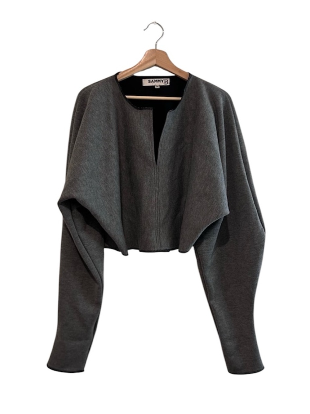 Sammy B Cropped Long Sleeve Gray Blouse Size Medium Art To Wear Oversized